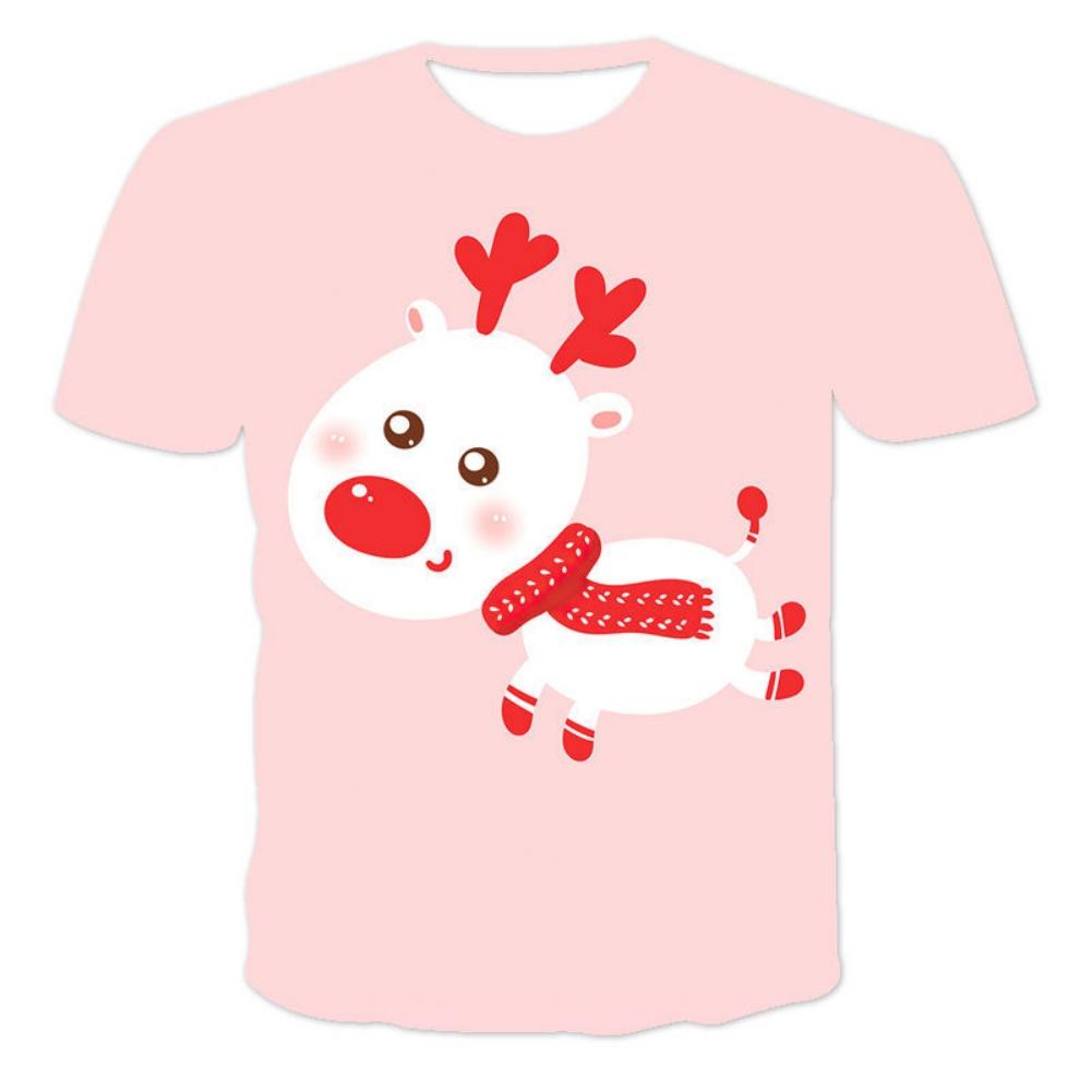 Santa Claus Children's T-Shirt Cute Christmas Print Short Sleeves Tees O-Neck Casual Children's Tops Holiday Children's Clothing