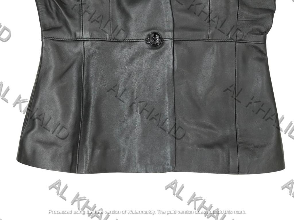 AL KHALID Stylish Button Women Black Classic Real Genuine Lambskin Leather Party Blazer