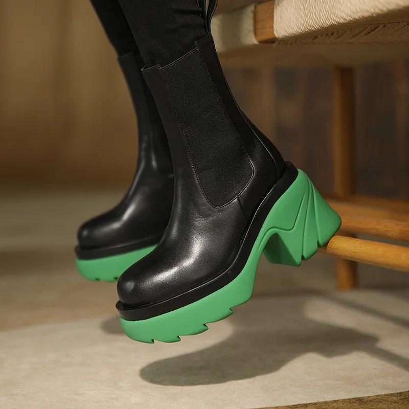 Fashion Fashion Mid Calf Boots Women Autumn Winter Fashion Lace-up Zipper Botas Mujer Boots Sports Platform Heel Combat Boots for Women