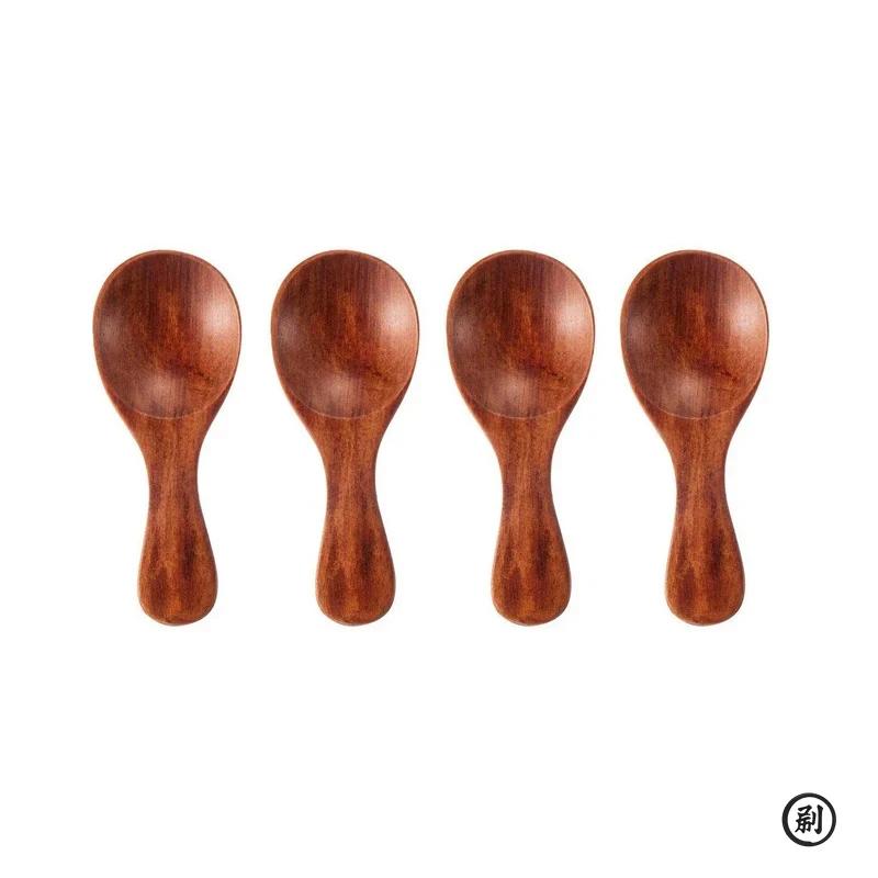 

4 шт., мини-деревянные ложки, маленькая кухонная ложка для специй, приправ, сахара, чая, кофе, совок с короткой ручкой, деревянная детская ложка, кухонные гаджеты