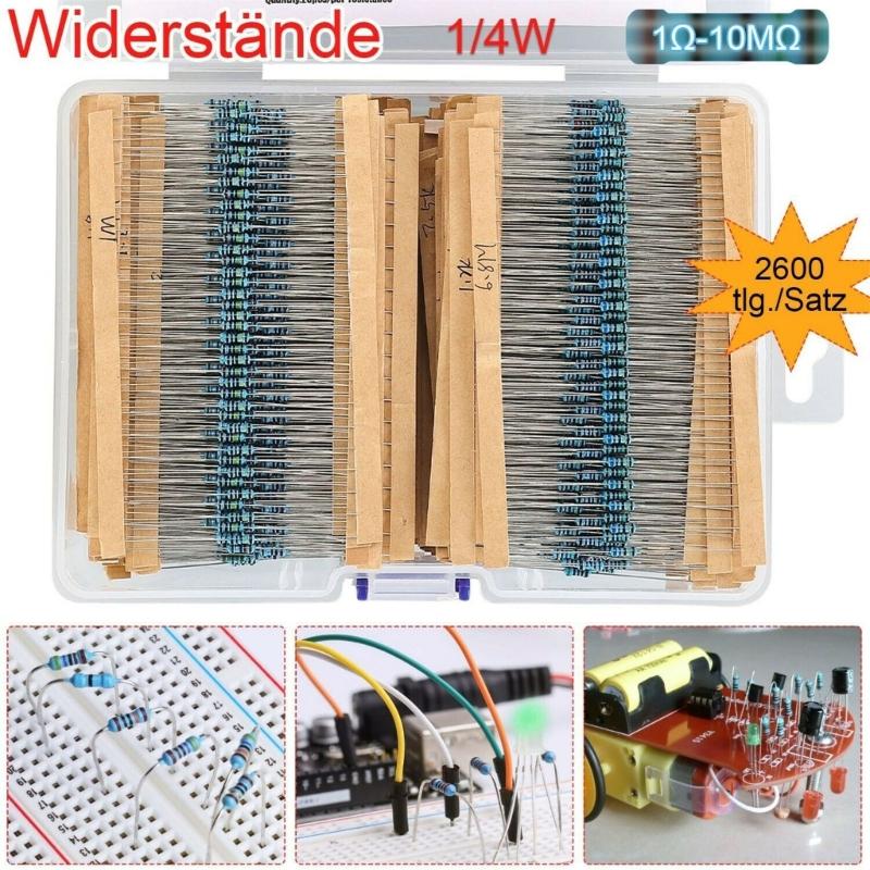 2600Pcs Resistors Assortment Kits 130 Values Metal Film Resistor Assortment Kits 0.25Watt Plugs in Resistor Part