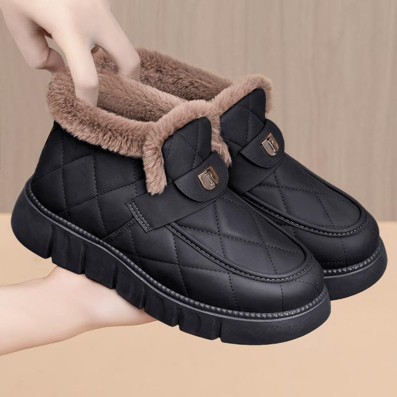 Ghete de zăpadă cu lână și tălpi groase, pantofi de bumbac cu picior scurt pe un picior, pantofi calduroși pentru femei