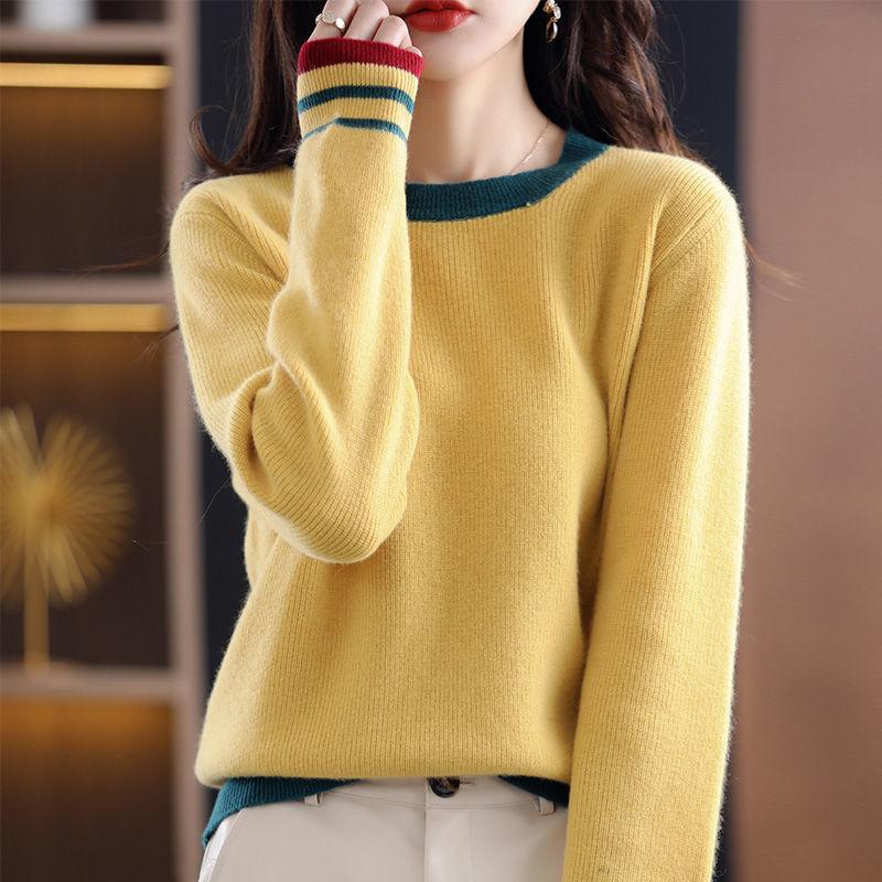 Women's Spring Knit Tops Women Casual Long Sleeve O-neck Thin Sweaters Tshirts Korean Knit Jumper Vintage Poleras New Tee