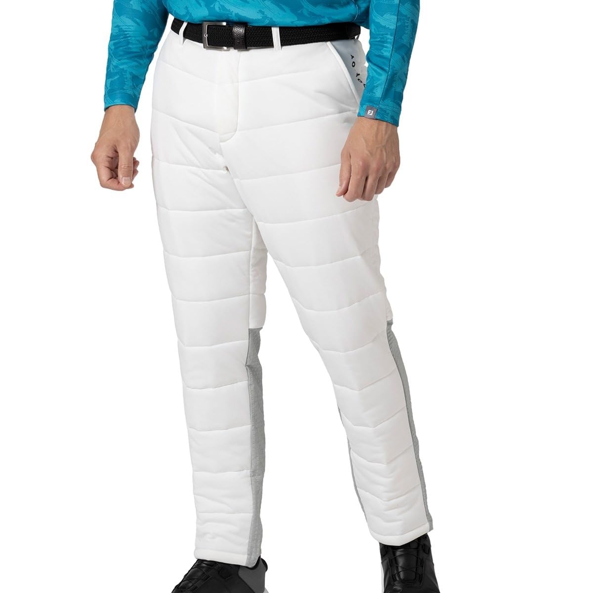 

FootJoy Men s Windproof Knit Laminated Fabric-Mix Padded Bottoms, White/Gray, Size M (FJ-F24-P05, 32254-M)