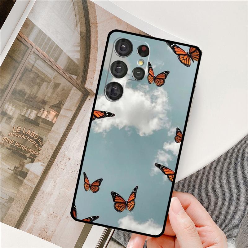 Cute Aesthetic Butterfly Phone Case For Samsung Galaxy S24 Ultra S9 S10 S20 S21 S22 S23 Plus S24 FE S25 Ultra Cover