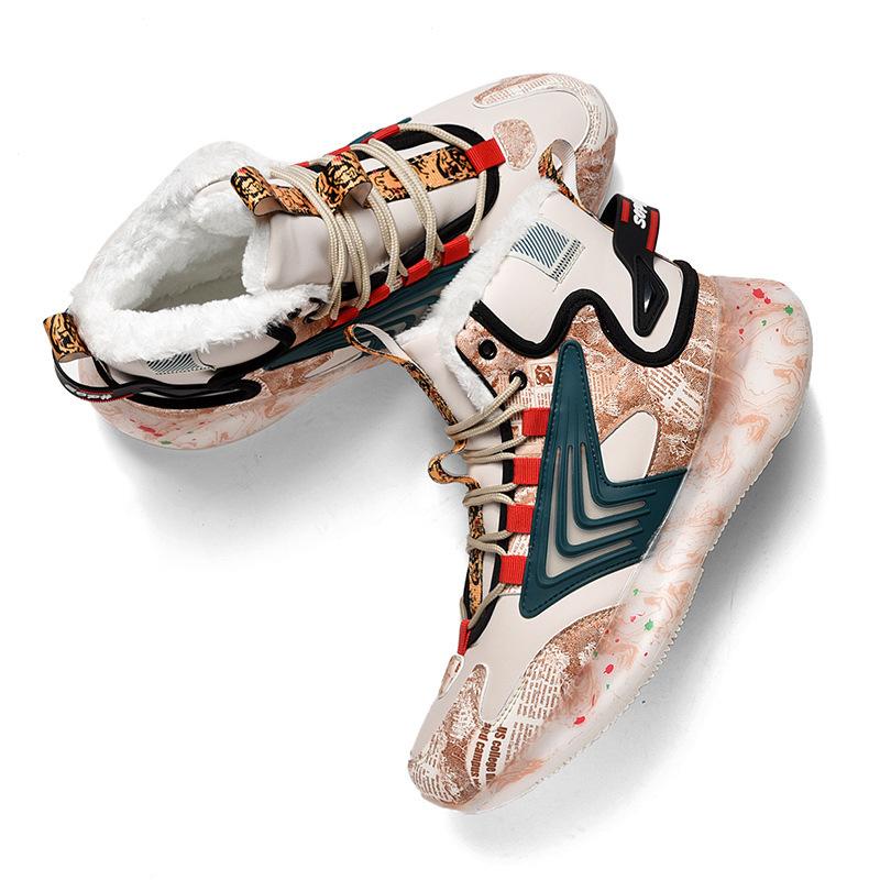 

Thickened warm luminous large winter shoes men s shoes sports shoes Northeast cotton high-top Jinjiang velvet thick-soled snow boots 39