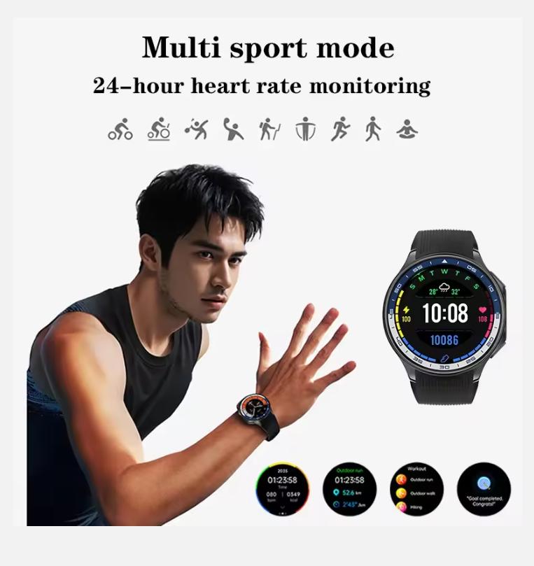 2025 AMOLED 3D Surround Vision Dial Smart Watch Voice Assistant HD Bluetooth Call Heart Rate Monitoring Men's Smartwatch