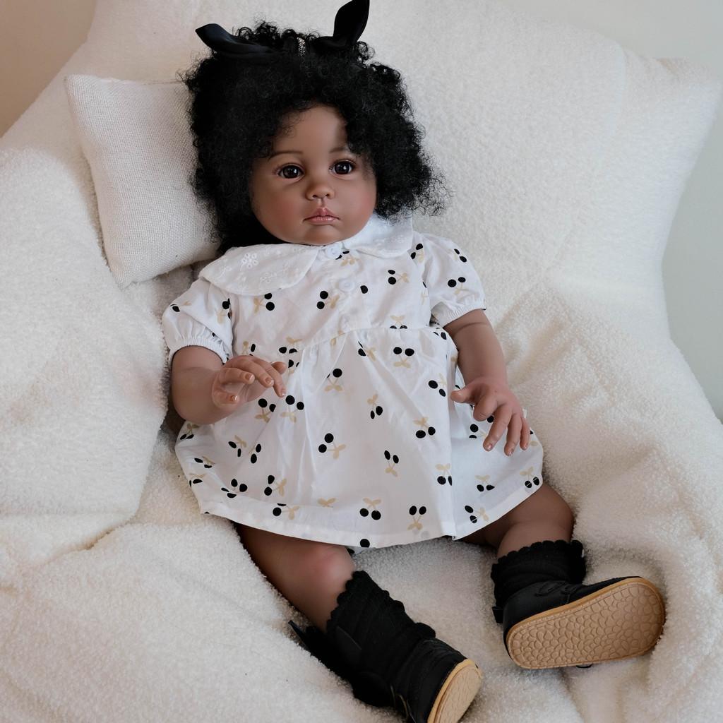 Cherry Print Doll Costume Silicone Reborn Baby Girl For Collectors And Play