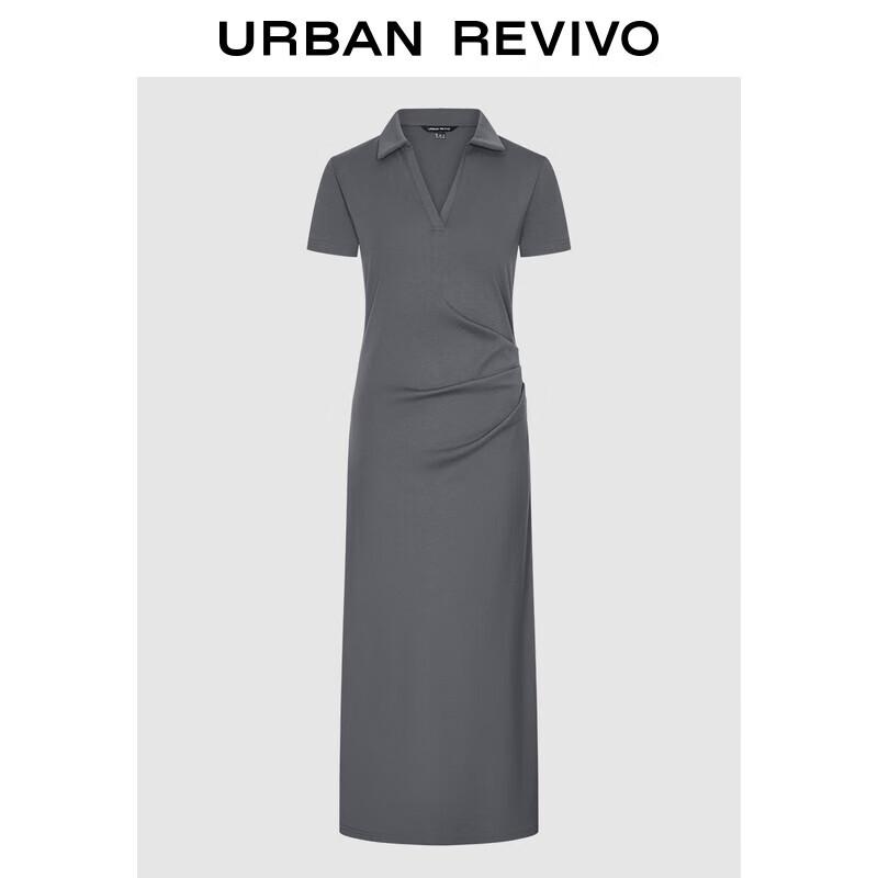 UR 2025 Summer Pleated Waist Short Sleeve Dress S