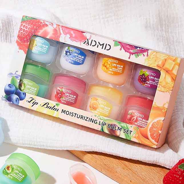 8pcs/4pcs Box Fruits Lip Balm Sets Moisturizing Lipstick Makeup Base Moisturizer Lip Balm Anti-Cracking Lips Skin Care