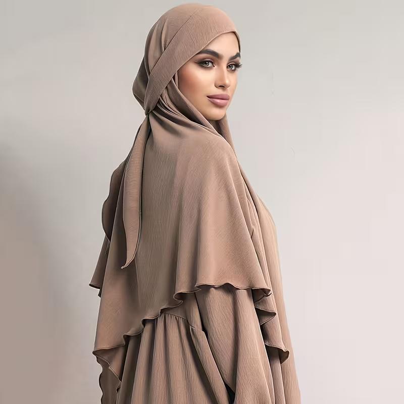 Elegant Long Muslim Head Covering With Tie Closure Women'S Islamic Hijab Prayer Headscarf Ready To Wear Abaya Hijab For Daily