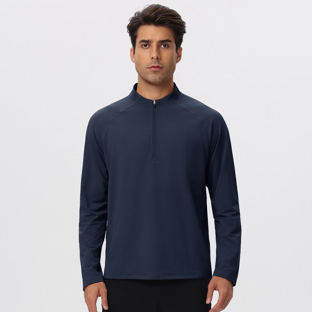 Men's Lightweight Half-Zip Long Sleeve Fitness and Running Top for Autumn & Winter