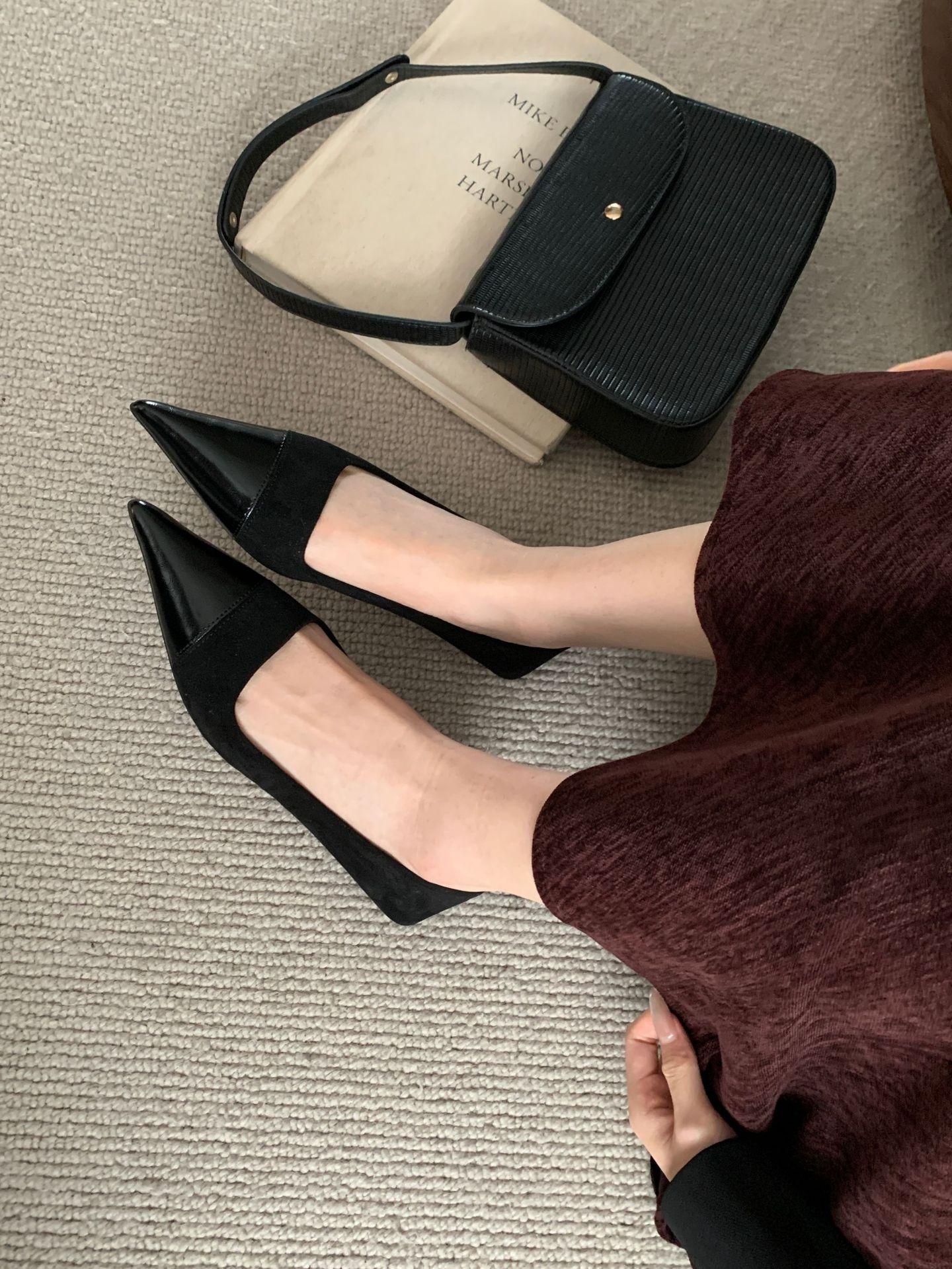 

Французские остроносые туфли-лодочки женские ретро однотонные туфли на высоком каблуке женские высококлассные тонкие каблуки универсальные профессиональные рабочие туфли женские 35