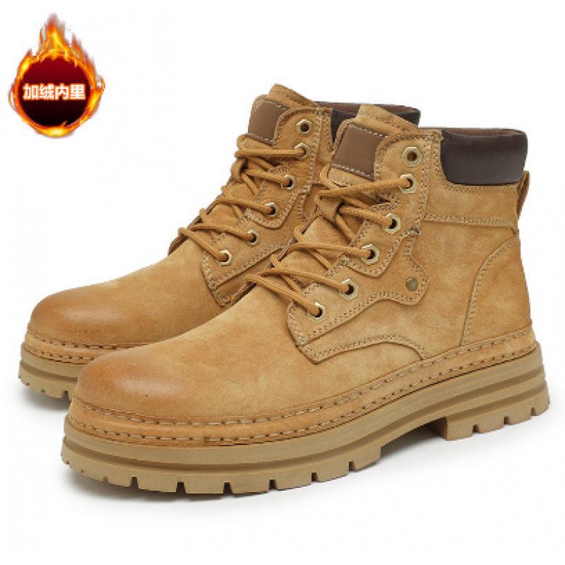 Rhubarb Boots Martin Boots Spring and Autumn Men's Leather Boots 2025 New Heightening Thick-soled Tooling Short Boots