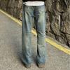 Retro Blaue Lockere Amerikanische High Street Jeans Frühling Herbst Gerade Herrenbekleidung Modische Basic Mittlere Taille Lässige Hose