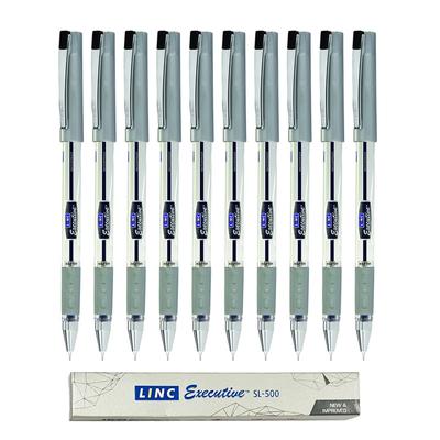 Linc Executive SL-500 Gel Pen Pack of 1 X 10pcs | 0.55 Mm Black Ink | Click-Off Cap for Office, School & Home Writing