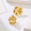 Personalized Design Vertical Pattern Flower Stud Earrings Fashion Temperament Elegant Titanium Steel Earrings Women Do Not Fade Versatile