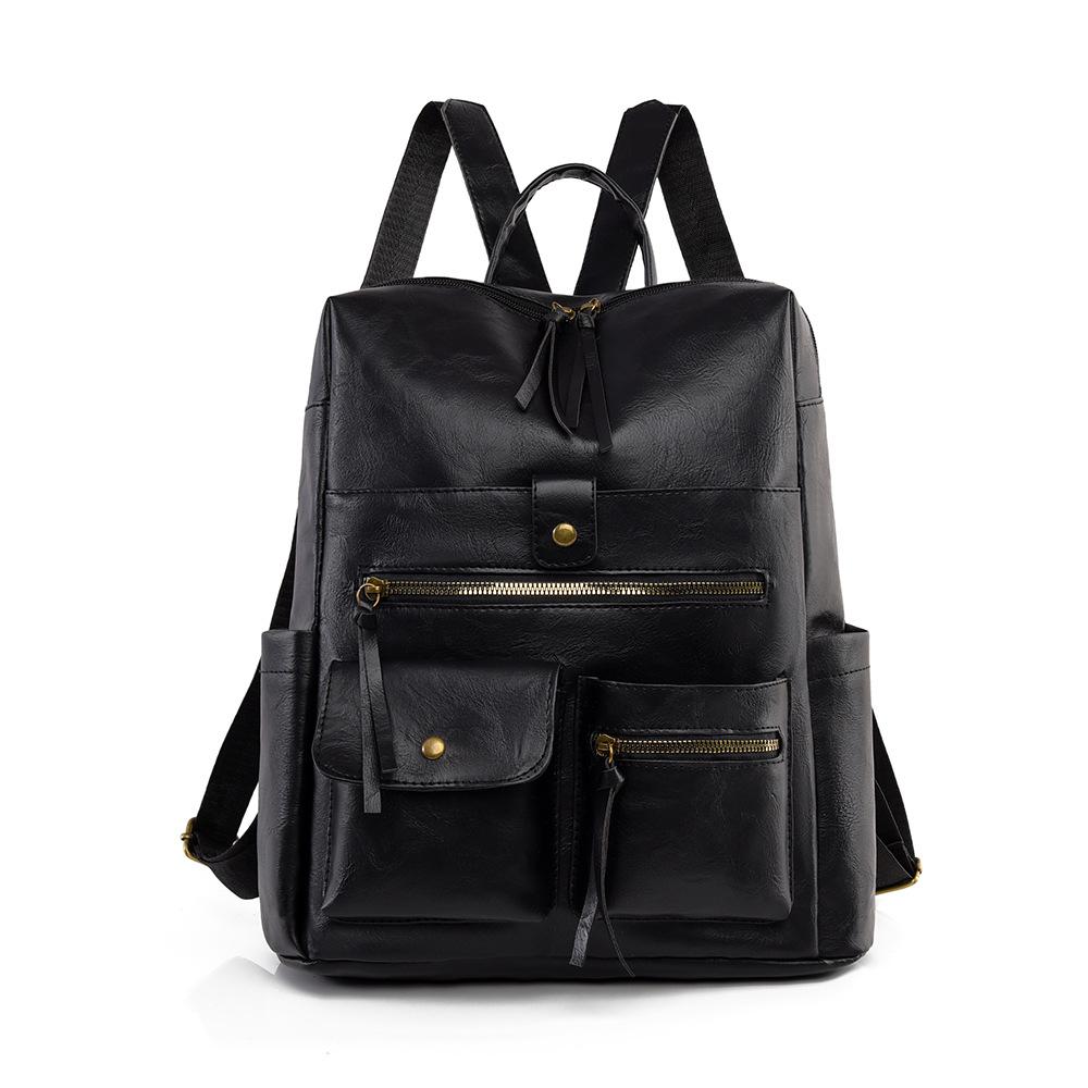 Schoolbag Women's Backpack Multi-pocket 1011 New PU Business Bag Commuter Multifunctional Backpack Portable Oblique Span Bag