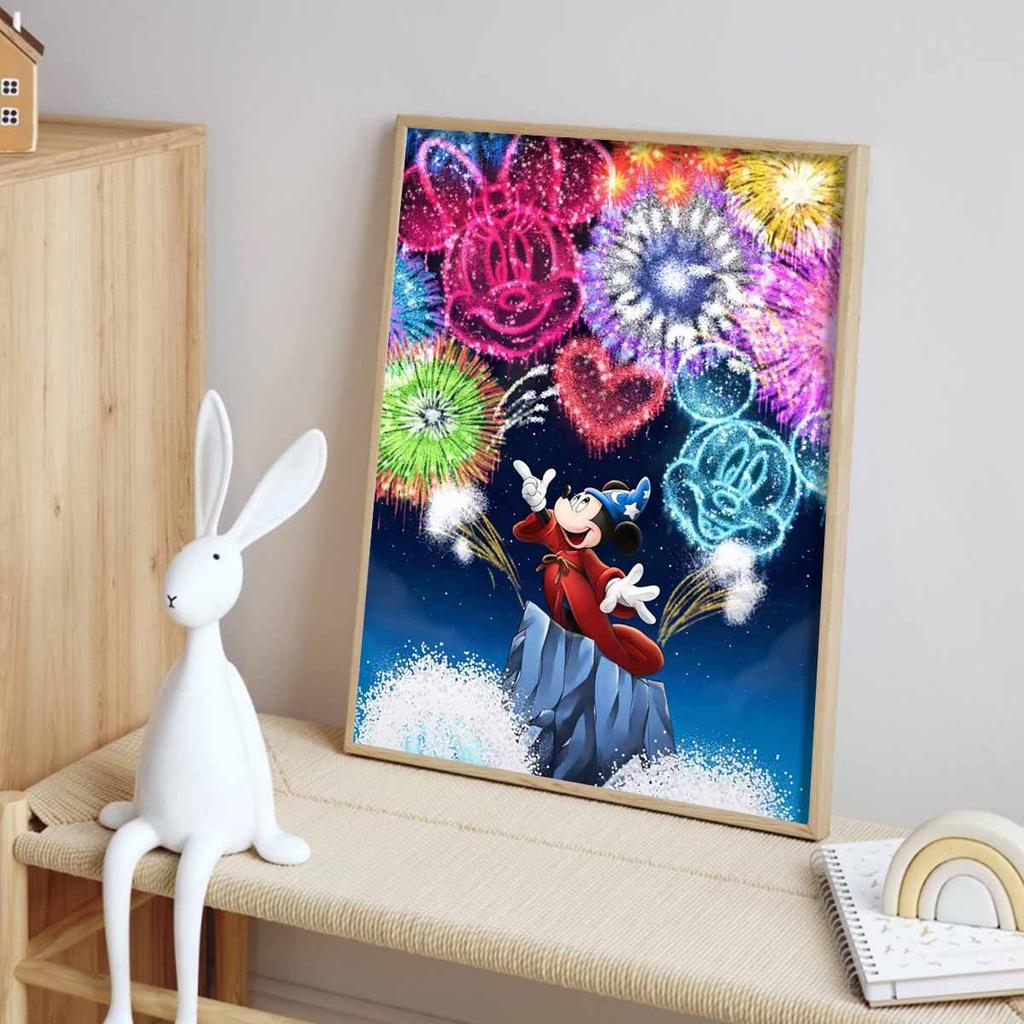DIY Diamond Painting Mickey Sets Off Fireworks Cross Stitch Kit Mosaic Art Diamond Painting Full Circle Diamond Home Decoration