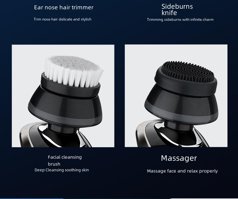 Rechargeable Waterproof Three-Blade Electric Shaver with Digital Display