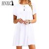 HNXC Moda Donna Estate Primavera Colore Solido Stampa Manica Corta Girocollo Abiti Casual