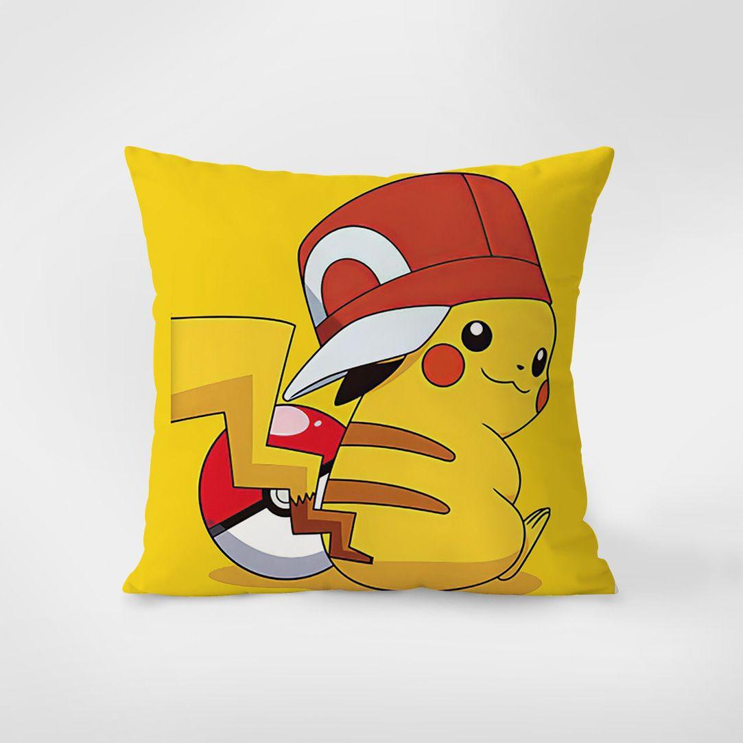 

Pikachu Pillow Case MINISO Style Polyester Fabric Soft Breathable Comfortable Holiday Party Home Decor 18x18Inch