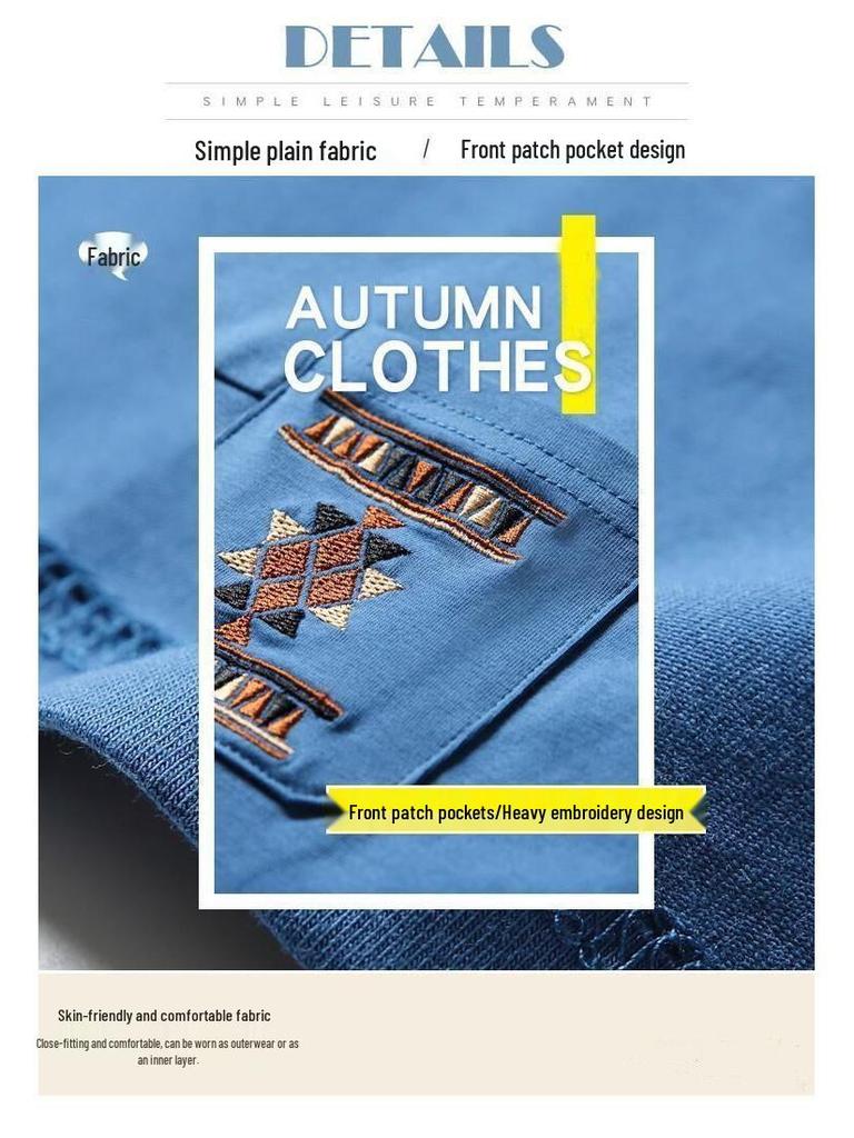 Herbst Übergröße Bestickte Tasche Langarm T-Shirt für Frauen mittleren Alters