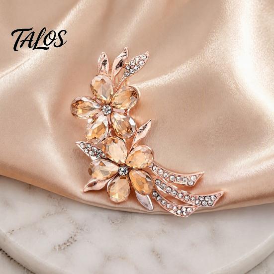 Bridal Bouquet Pins Rhinestone Flower Branch Brooch for Women, Elegant Floral Lapel Pin, Women Fashion Accessories Costume Pin Coat Shirt Bag Banquet