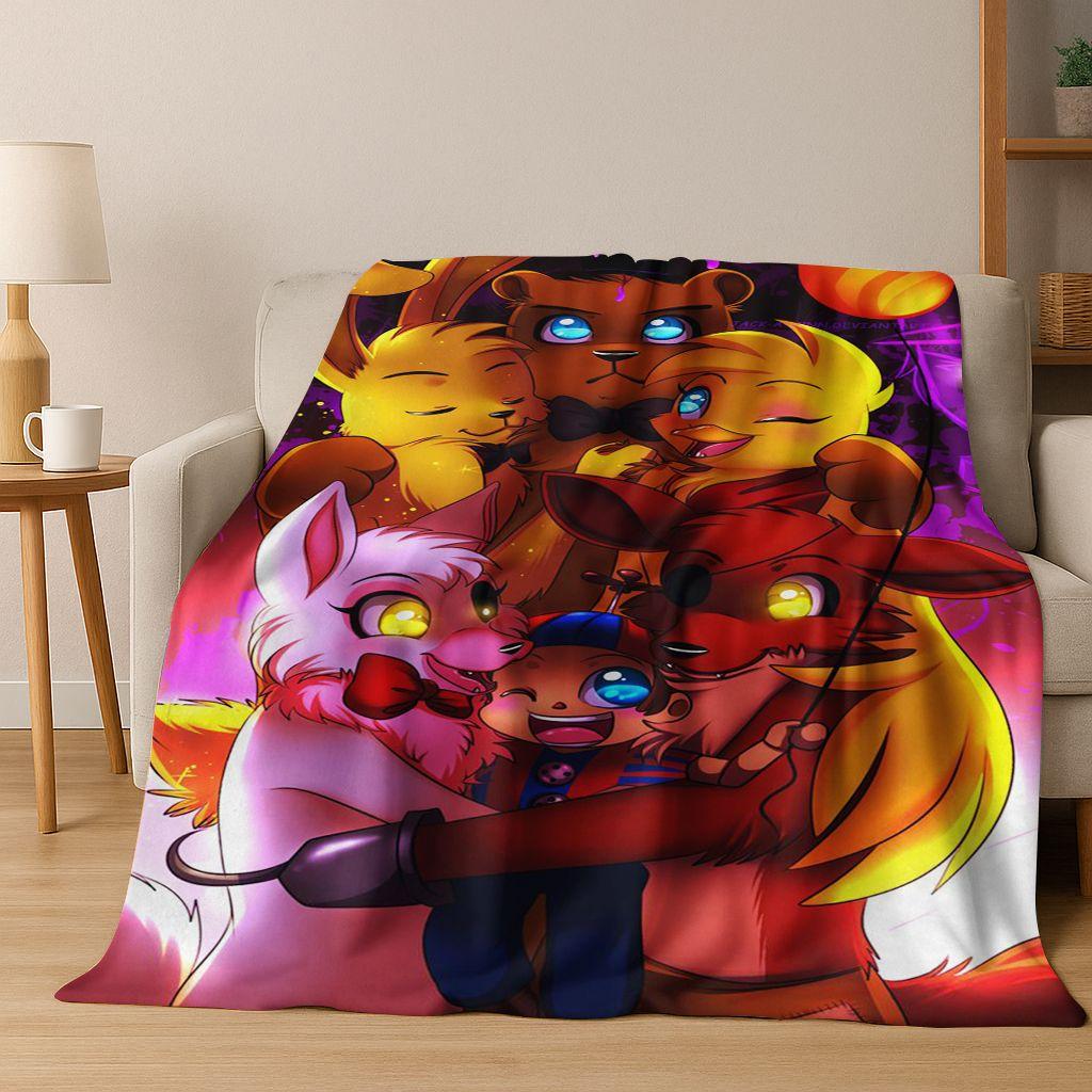 3D Game F-FNAF Freddy Cartoon Flannel Blanket for Bed Bedroom Room Living Room,Soft Warm Throw Blanket Camping Picnic Gift Kids