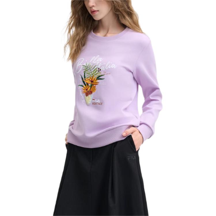 Fila X Rousseau Heritage Series Fashion Casual Comfortable Versatile Sweatshirt Women Sweatshirt Bell-Purple F11W448210F-PU
