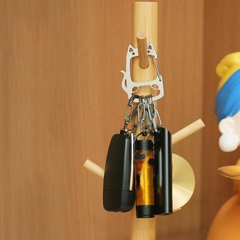 Creative S Hook Lucky Cat Keychain In Stainless Steel Material Perfect For Organizing Keys And Small Items