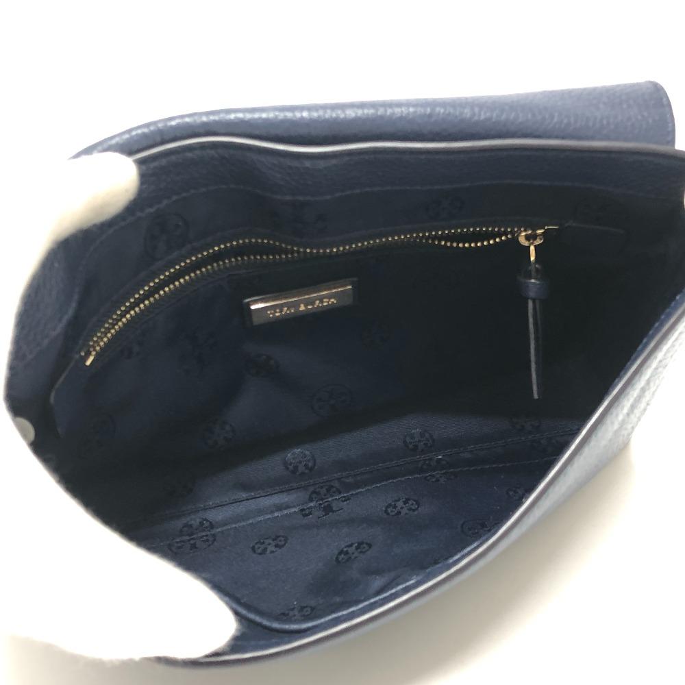 Tory Burch Logo fringe Shoulder Bag Leather blue/SilverHardware