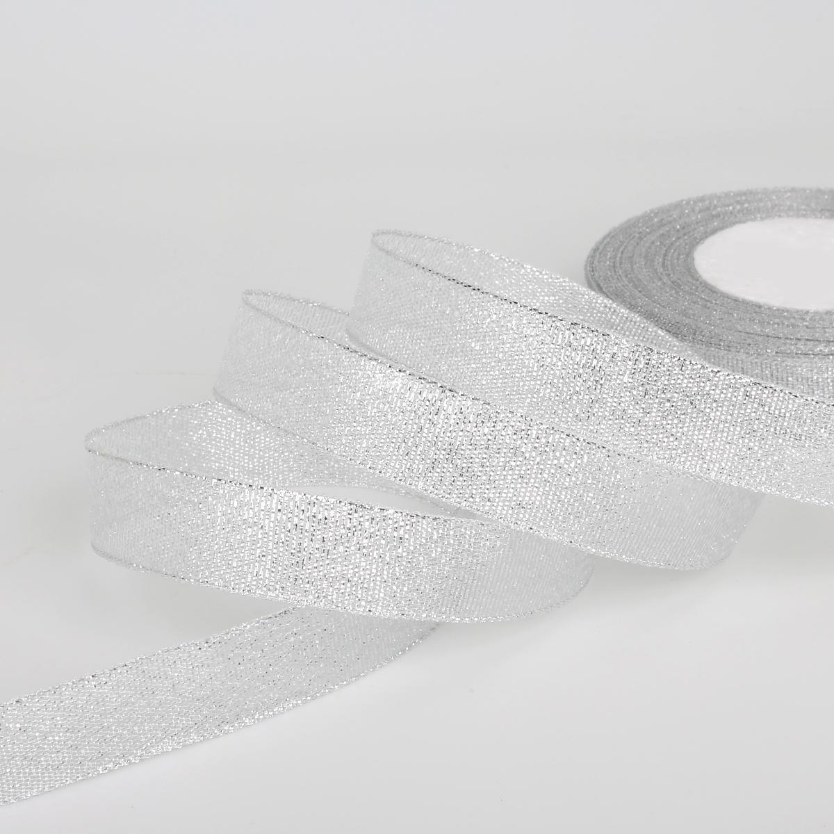 

Шелковая атласная блестящая лента из органзы 7-38 мм. Цвета серебро и золото 20mm серебряный