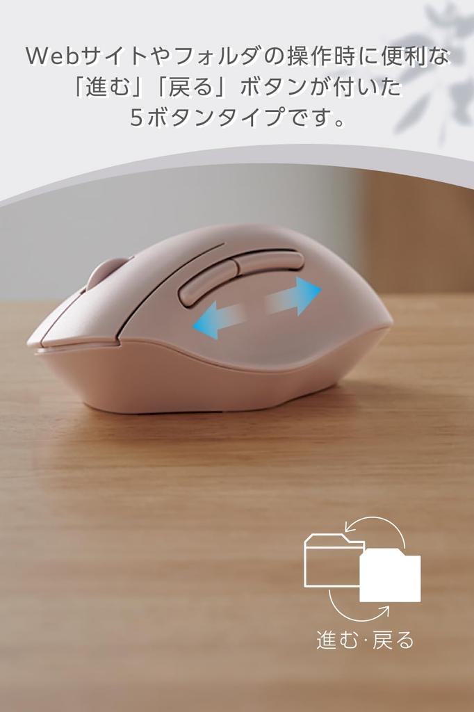 Elecom Kabellose Maus SHELLPHA Leise 5-Tasten Bluetooth Kabellos Kompatibel bis 3 M Größe Rosa 2,4 GHz Multi-Pairing (Geräte) M-SH20MBSKPN