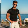 Muscleguys Summer Men's Handsome Polo T-Shirts Cotton Fitness Tops Printed Short Sleeve Korean Casual
