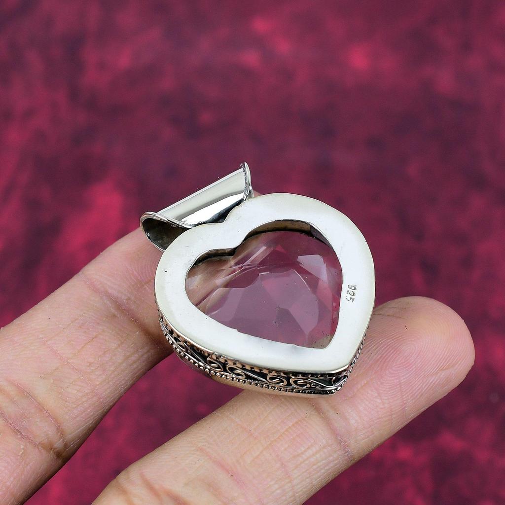 White Topaz Gemstone Pendant, 925 Solid Sterling Silver Antique Pendant, Handmade Jewelry Anniversary, Gift For Mom