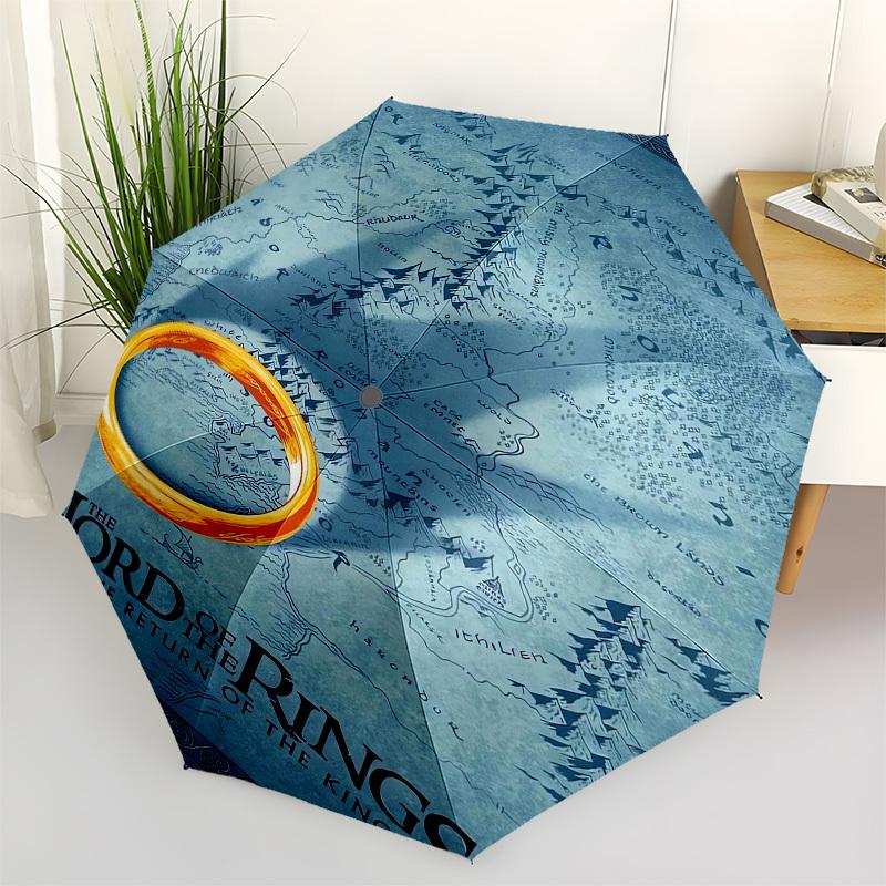 1pc Lord of the Rings Map Umbrella with Plastic Handle,Suitable for All Seasons Travel Outdoor Multi-functional UmbrellaDCS146