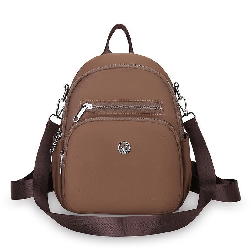 Women's Solid Color Backpack Lightweight Student Schoolbag Multifunctional Crossbody Shoulder Handbag