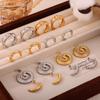 European & American C-Shaped Geometric Stud Earrings - Gold-Plated Titanium Steel Niche Design for Women