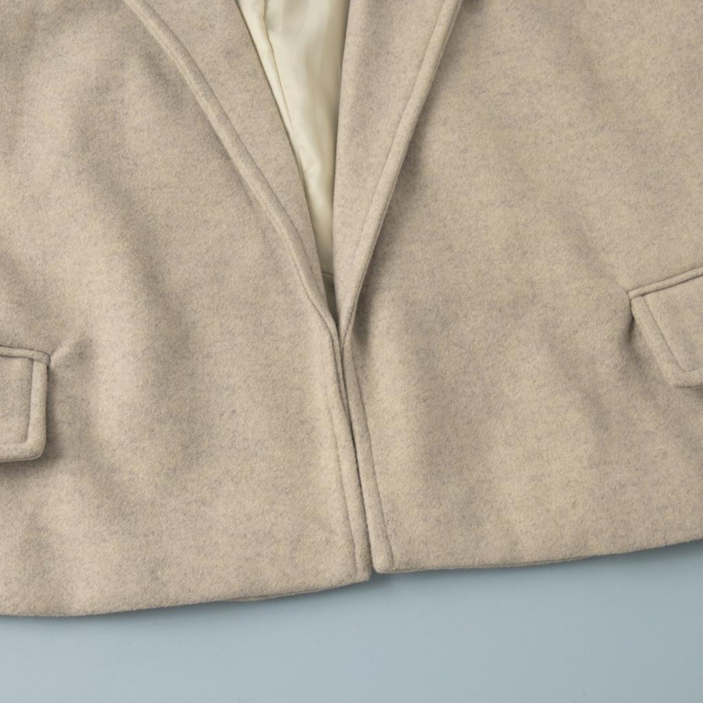 Fall Winter New Women's Loose Wool Blazer Notch Lapel Epaulette Oversized Jacket Outerwear
