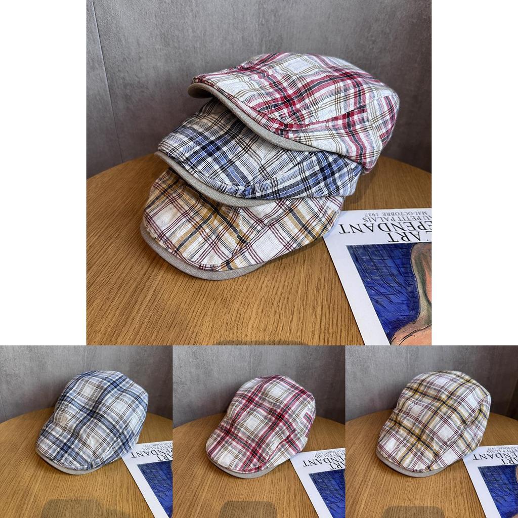 Retro Style Cotton Linen Newsboy Cap With Sun Shield For Spring And Autumn Use