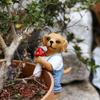 Cute Hanging Dog Figurine Flower Pot And Vase Hugger Resin Dog Bonsai Terrarium Edge Decor Planter Pot Hanger Garden Ornaments