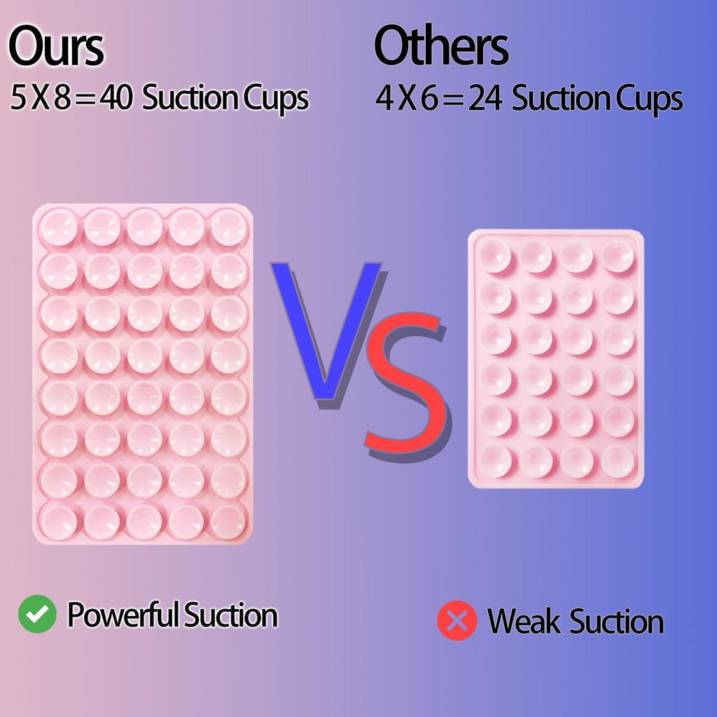 Silicone Suction Phone Mount, Non-Slip Adhesive Stand for Selfies & Videos, Sticky Phone Holder for Cell Phones — Light Pink