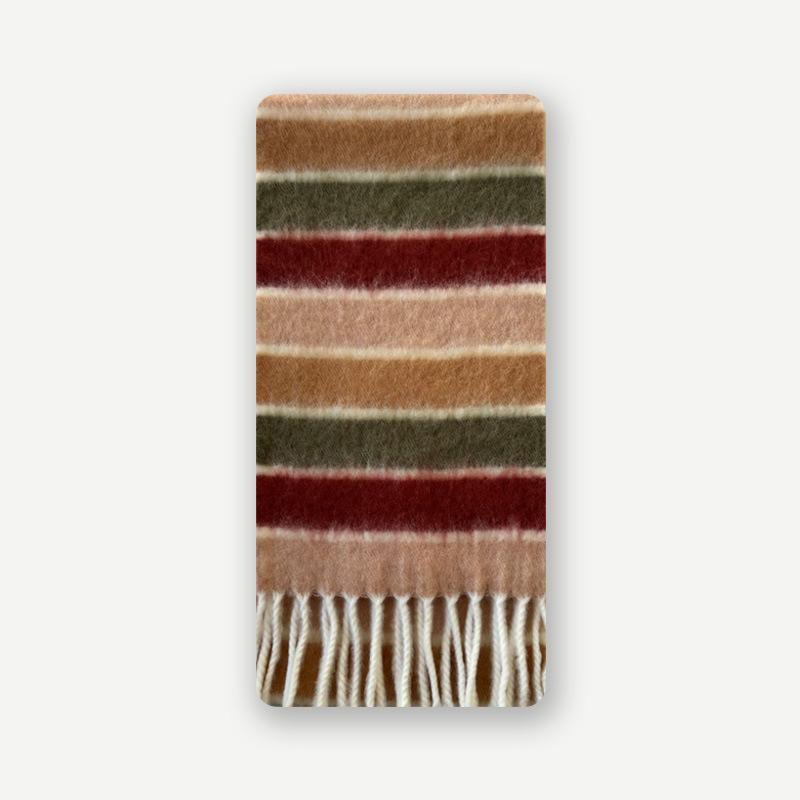 

Original Wool Blended Colorful Striped Tassel Scarf for Girls in Autumn and Winter with Cute Woolen Scarf New Style 220x27cm
