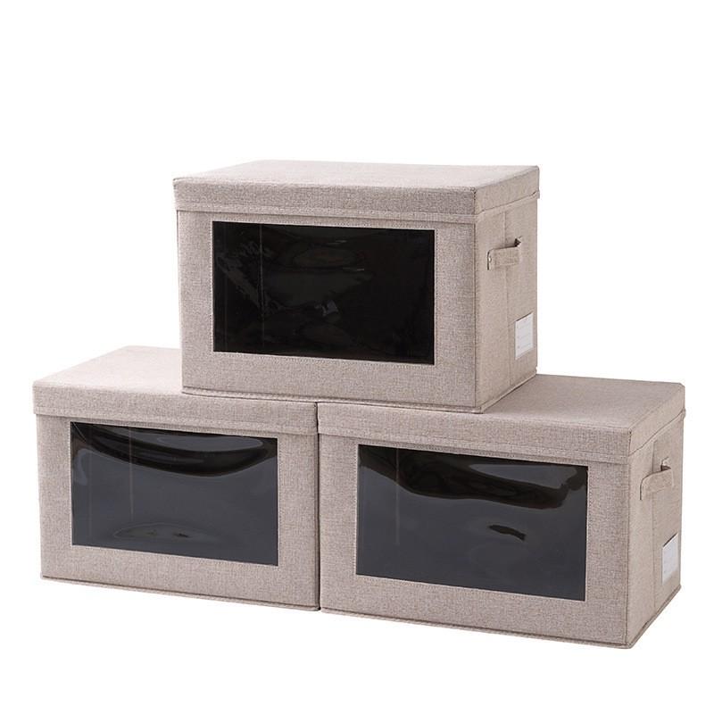 Foldable Fabric Storage Box With Lid Large Capacity Clothes Organizer Bedroom Closet