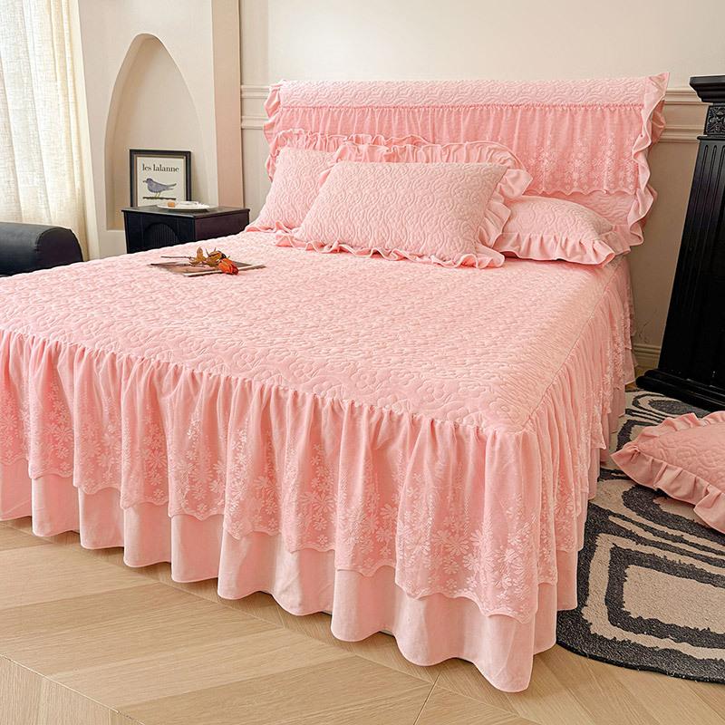 Baby Fleece Padded Bed Skirt Single Piece Winter Fleece Thickened Non-Slip Household Bed Cover Three-Piece Bedspread Universal In All Seasons