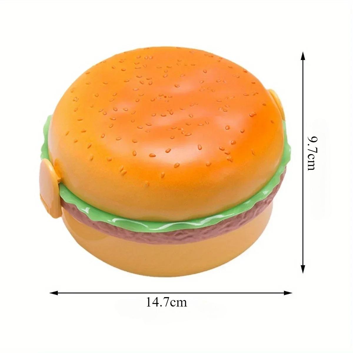 Double-layer Burger-shaped Lunch Box Student Lunch Container Microwaveable Food Grade Korean-style Bento Box Ideal Festival Gift