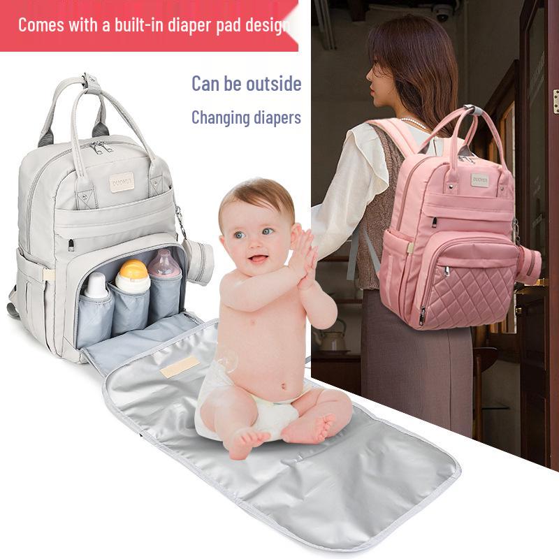 Portable Folding Diaper Bag: Large Capacity Shoulder Bag for Travel, Stroller Hanging, with Baby Bottle Holder and Changing Pad