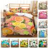 Set de lenjerie de pat pentru casă cu model de fructe de vară 3D husă de pilota cu fructe husă de pernă 2/3 bucăți AU180 * 210 dimensiune completă Uscare rapidă și curățare ușoară Mobilier pentru casă