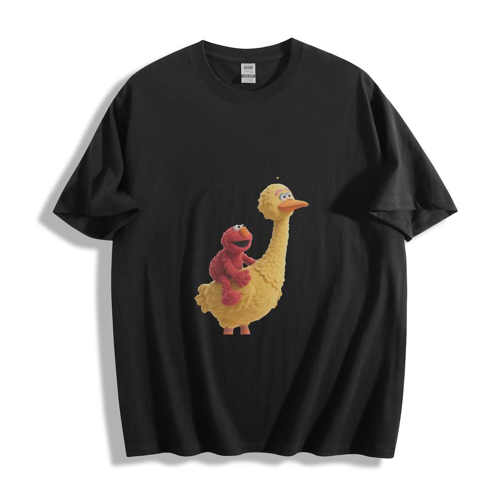 Sesame Street Elmo Riding Big Bird Graphic T-Shirt Unisex T-Shirt S